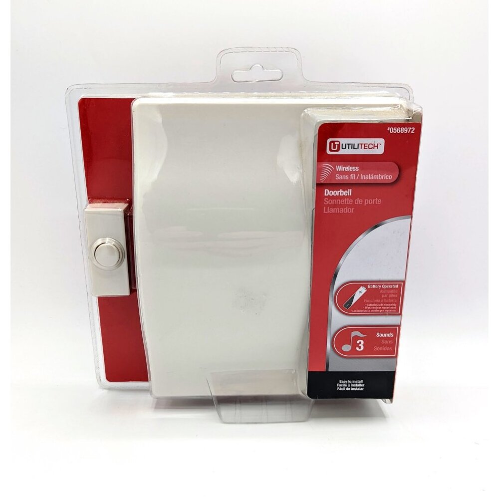 Utilitech Wireless Adjustable Volume 3-Sound Doorbell Kit White Modern 150FT